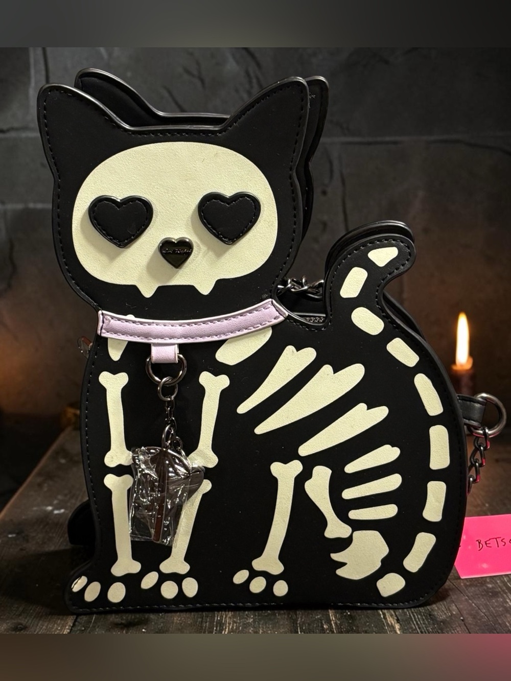 NWT•Betsey Johnson Skeleton Black Cat Shoulder/Crossbody Bag